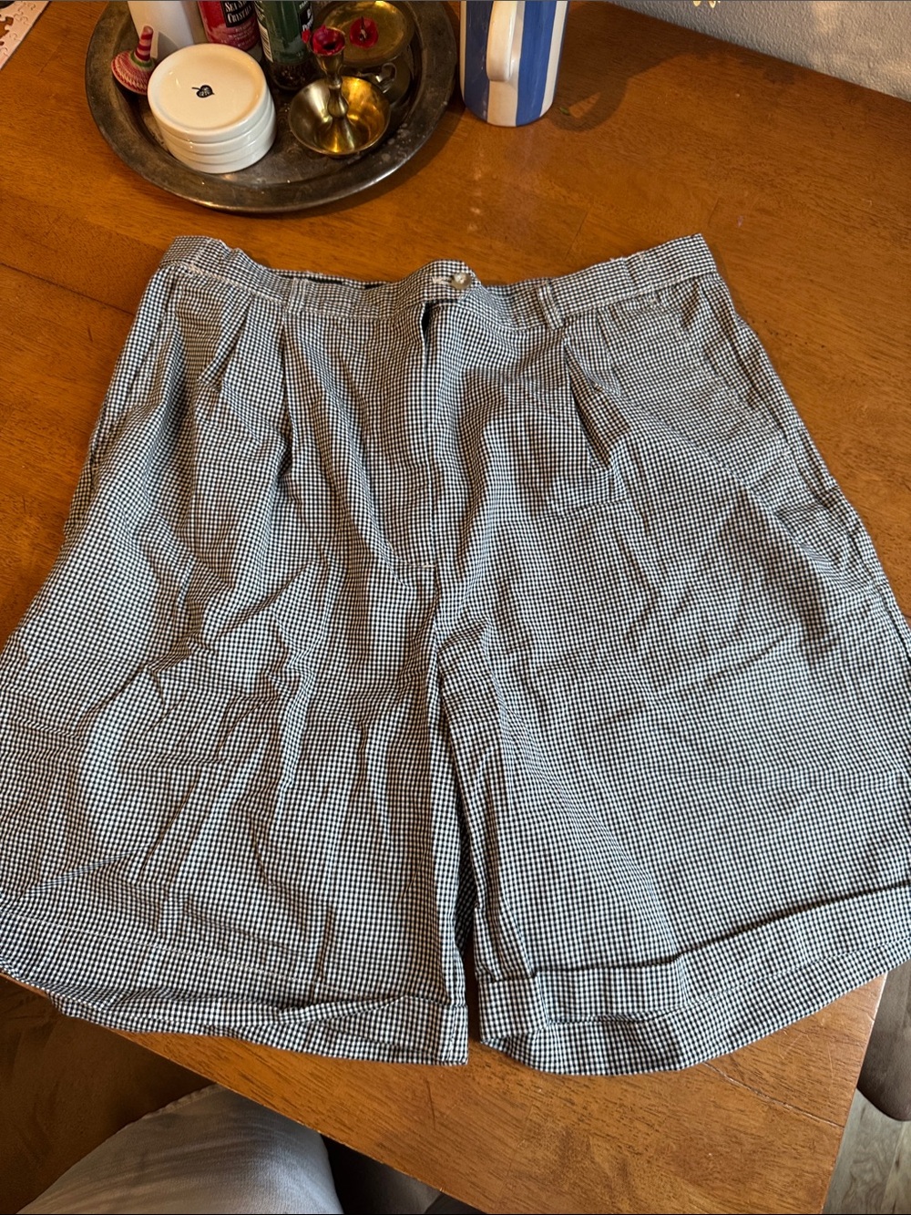 Eddie Bauer Black and White Gingham High-Waist Women's Shorts